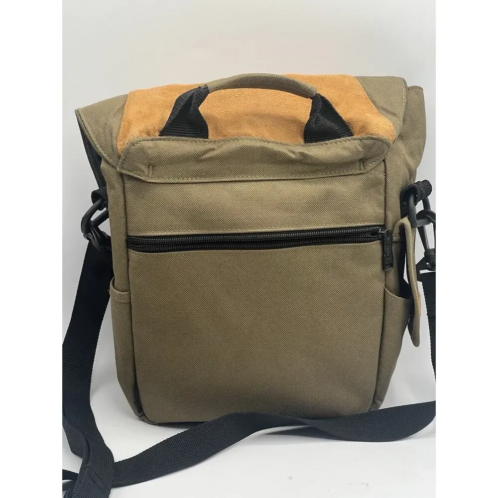 Tamrac Camera Shoulder Bag Messenger Olive Green Khaki Canvas Suede Vintage
